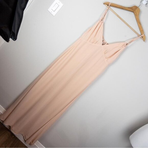 Tobi Womens Size Medium Blush Pink Slip Maxi Dress Lace Up Fairycore Ballet - Picture 2 of 11
